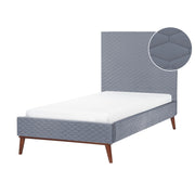 Letto imbottito in velluto grigio 90 x 200 con struttura imbottita a nido d'ape trapuntato stile classico