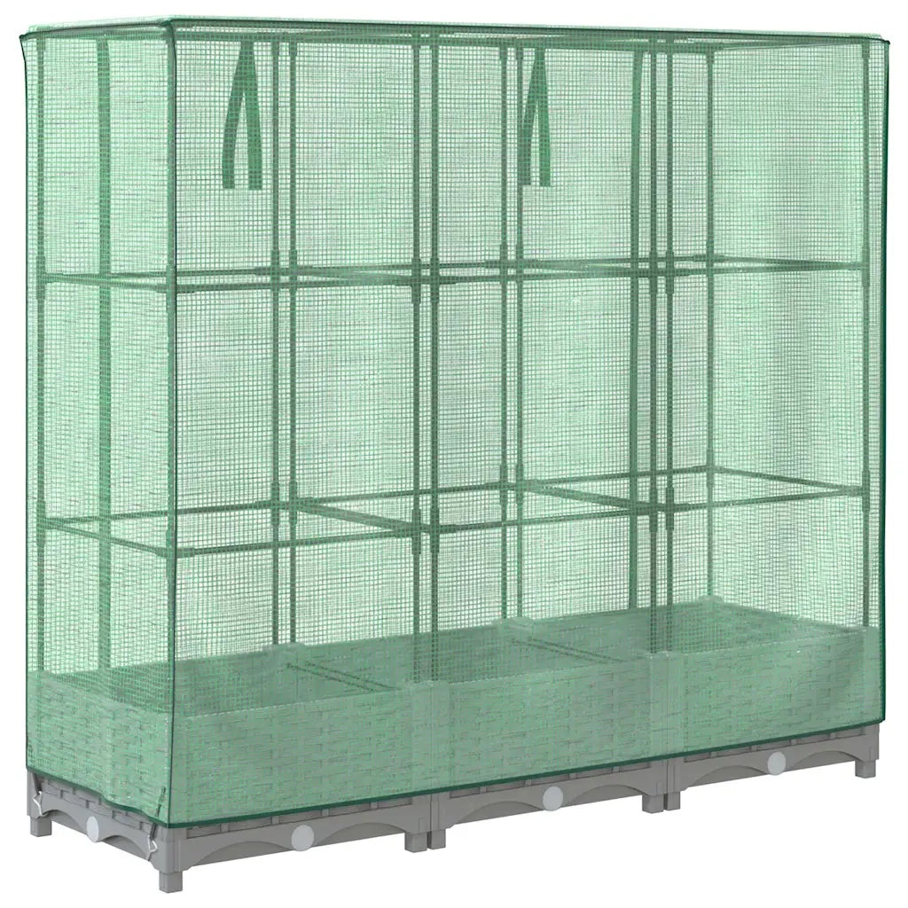Fioriere | Cassetta per fiori | Letto Rialzato con Copertura Serra Effetto Rattan 120x40x123 cm