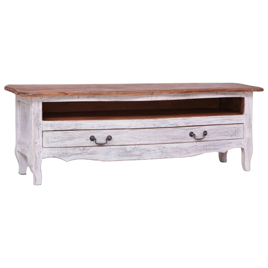 Mobile TV multimediale scaffale TV credenza mobile TV sala da pranzo soggiorno camera da letto 120 x 30 x 40 cm legno massello di mogano bianco 02_0025814