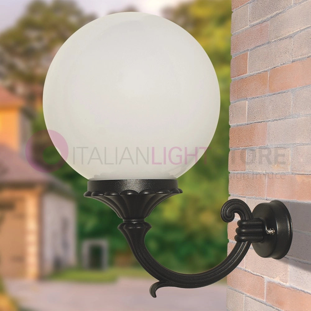 ORIONE ANTRACITE Lampada a Parete da Esterno con sfera globo policarbonato d.25 GARDENLIGHT