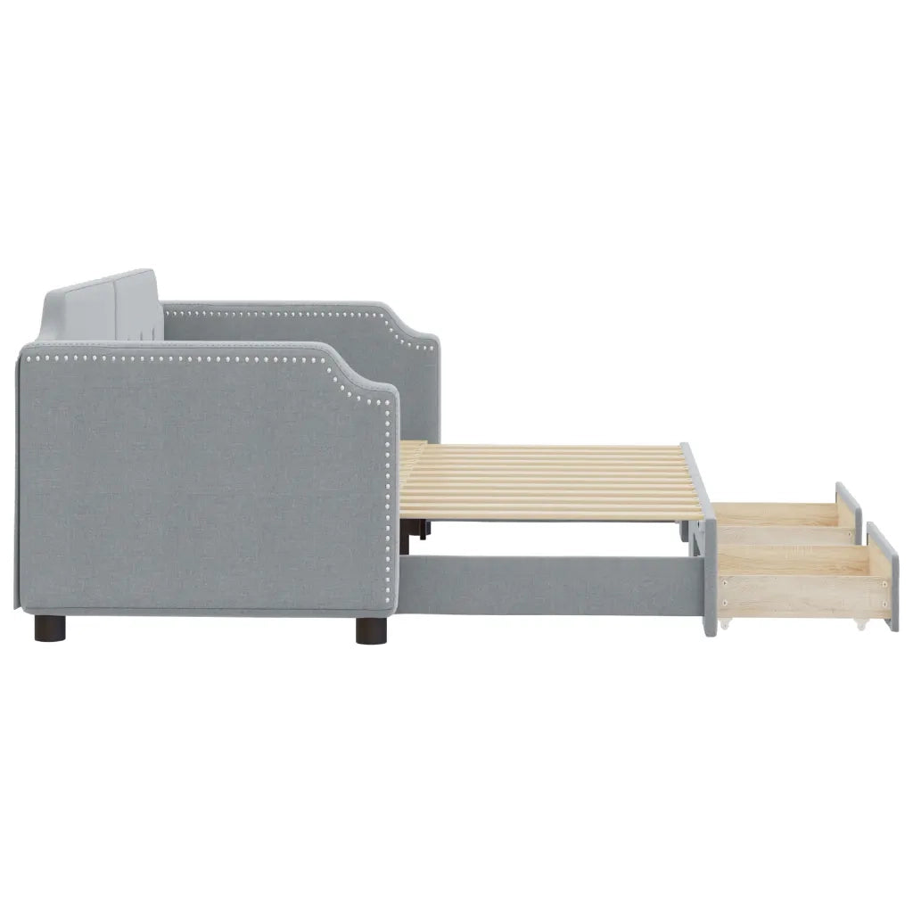 Divano Letto Estraibile Cassetti Grigio Chiaro 80x200cm Tessuto 3197665