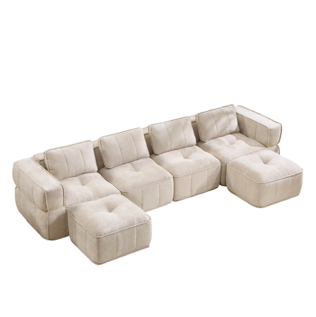Divano modulare senza struttura 344 x 162 x 67 cm in poliestere beige