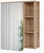 Mobile a specchio Karen, Sonoma/Bianco, 60 x 75 cm, con specchio e ripiani aperti per montaggio a parete