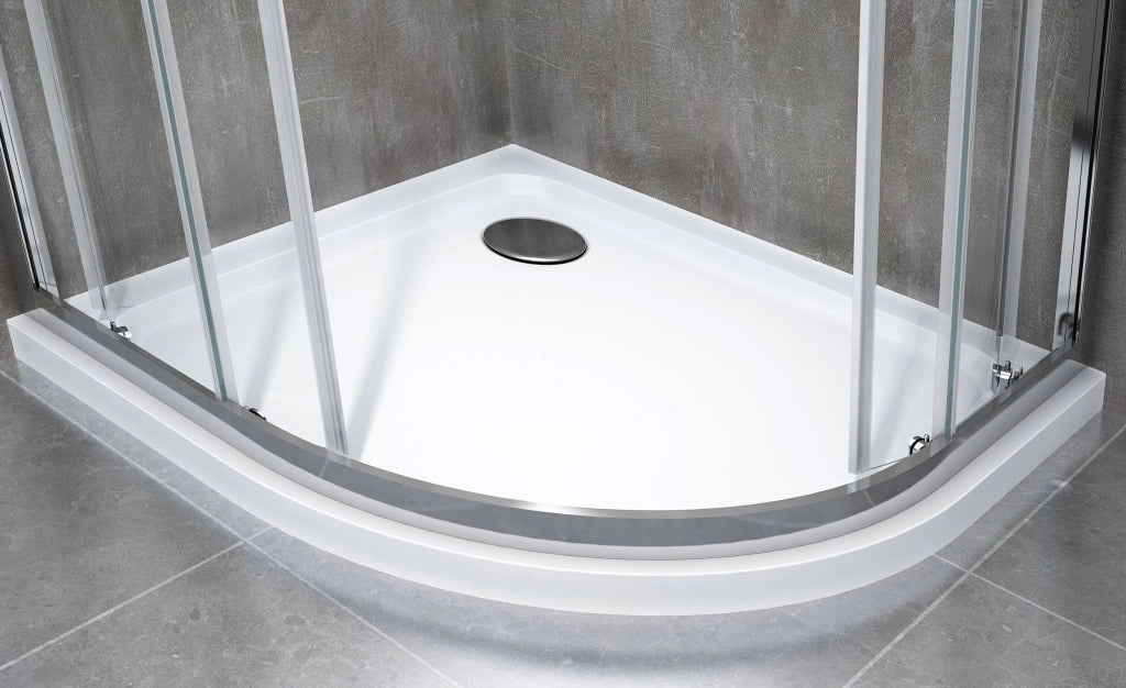 Box doccia 6 mm angolare curvo semicircolare profilo cromo reversibile H.190 80x120 sinistro piatto incluso