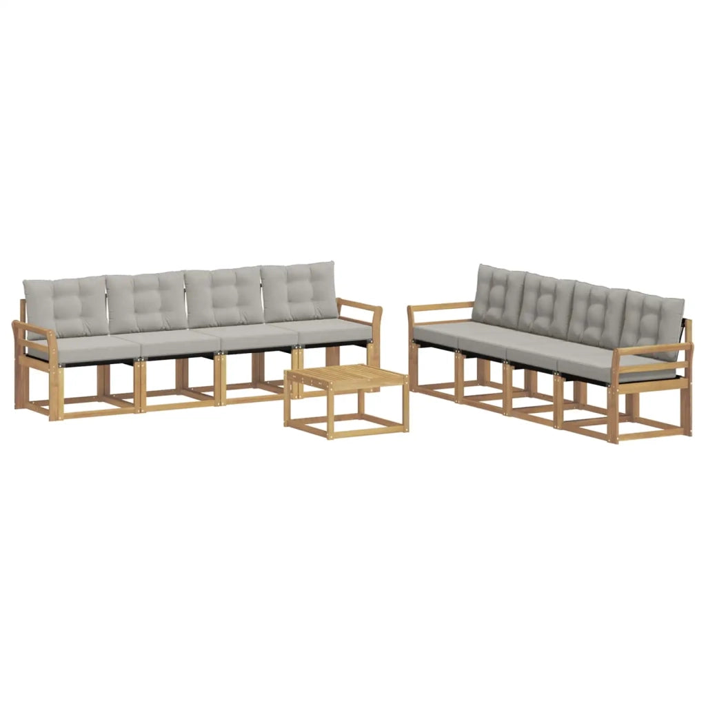 Set di divani da esterno 9 pz Bianco e Grigio Chiaro 3389333