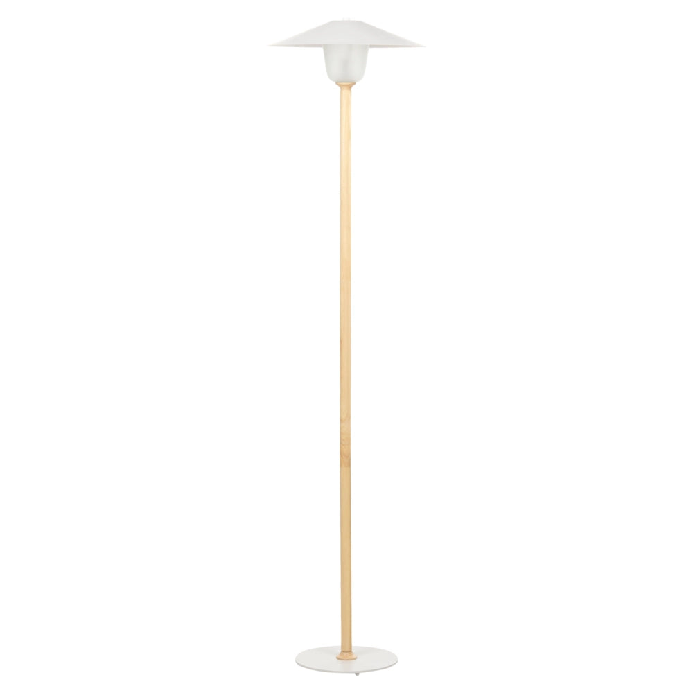 Lampada da terra Paralume in metallo bianco Struttura in legno di quercia Stile minimalista Scandinavo