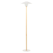 Lampada da terra Paralume in metallo bianco Struttura in legno di quercia Stile minimalista Scandinavo