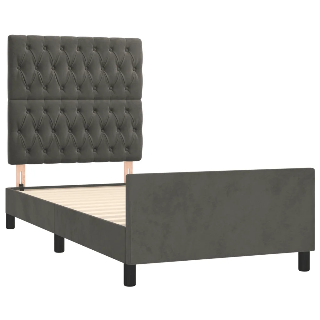 Giroletto con Testiera Grigio Scuro 90x200 cm in Velluto cod mxl 63879