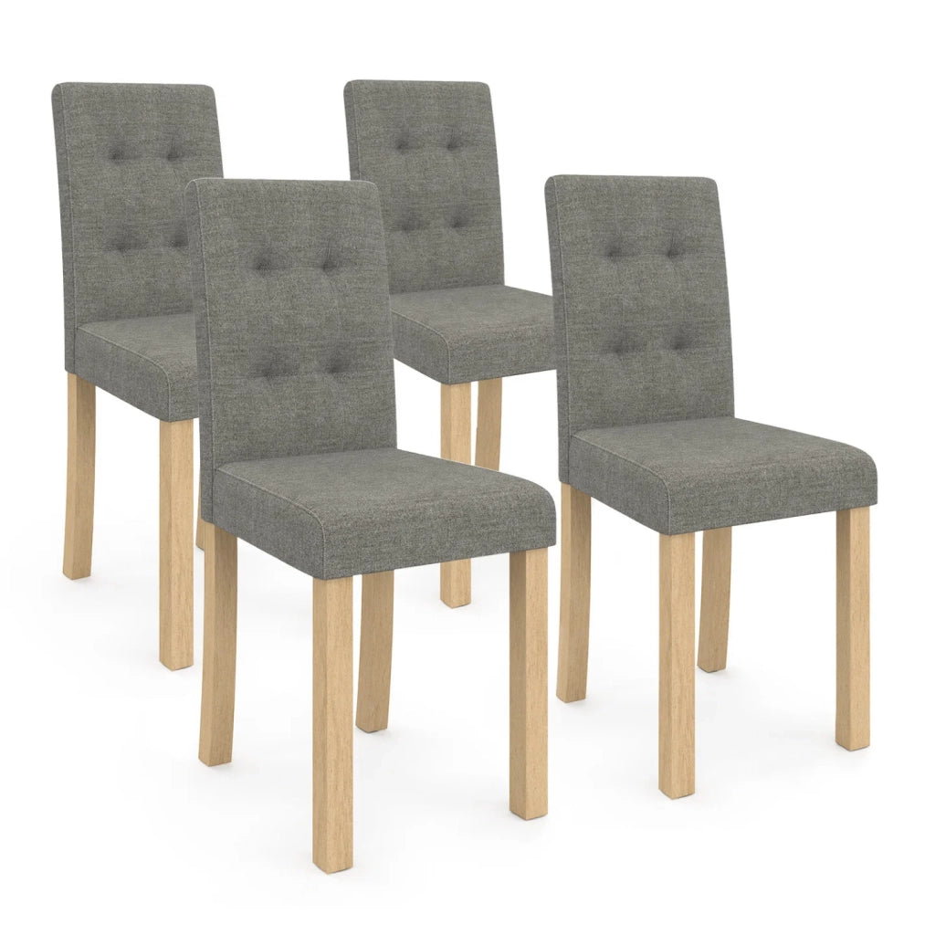 IDMarket - Set di 4 sedie da pranzo imbottite grigio POLGA