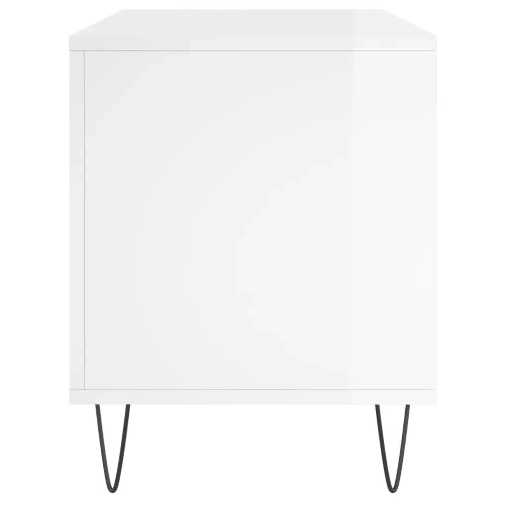 Mobile Porta Dischi Bianco Lucido 100x38x48cm Legno Multistrato 831750