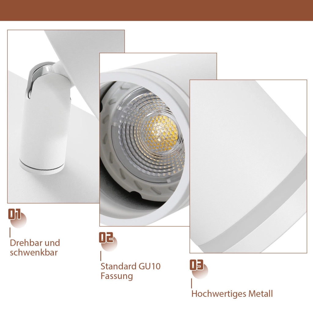 ZMH Faretto da soffitto bianchi 5 luci GU10 orientabili 355° metallo moderni per cucina soggiorno camera senza lampadina