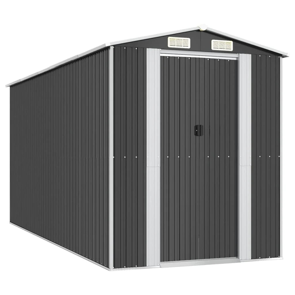 Casetta da giardino cabina ripostiglio casetta da esterno robusta casetta per attrezzi 192 x 440 x 223 cm acciaio zincato antracite 02_0022199