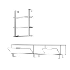 Parete attrezzata Zenon 180 cm porta tv e libreria rovere