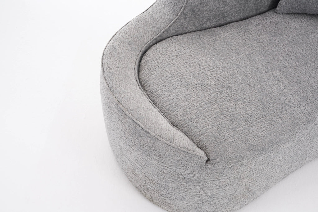 Chaise longue 2 posti trasformabile divano letto con seduta profonda e cuscino incluso in ciniglia grigio chiaro