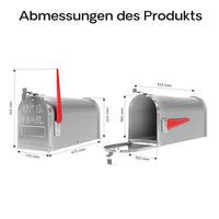 Cassetta postale americana in acciaio zincato grigio con materiale di montaggio