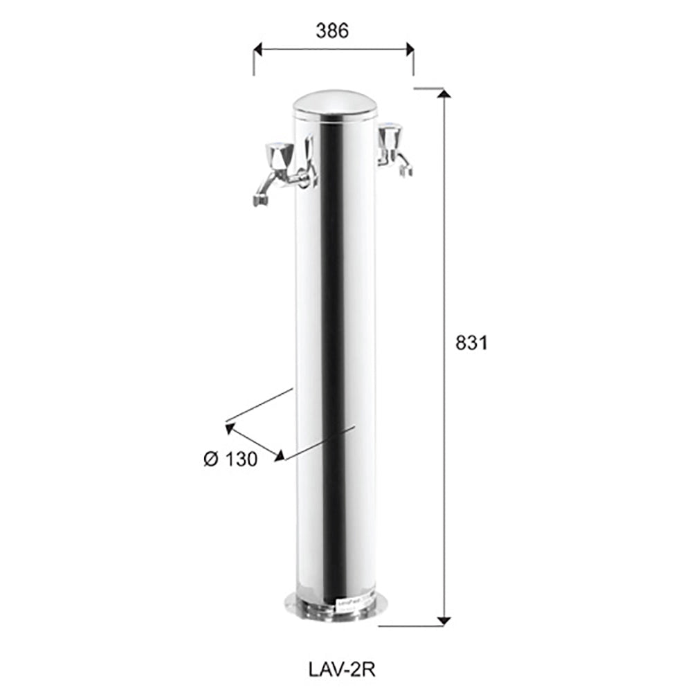 Doccetta Lavapiedi da Giardino con 2 Rubinetti ATI Docce LAV 2R Inox Anodizzato