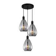 Lampadario Italux Zulo rotondo nero vetro fumé 3xE27