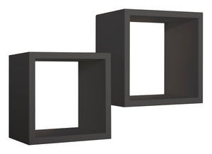 Set 2 Mensole Cubo da Parete Quadrato in Fibra di Legno Q-Bis Maxi Nero