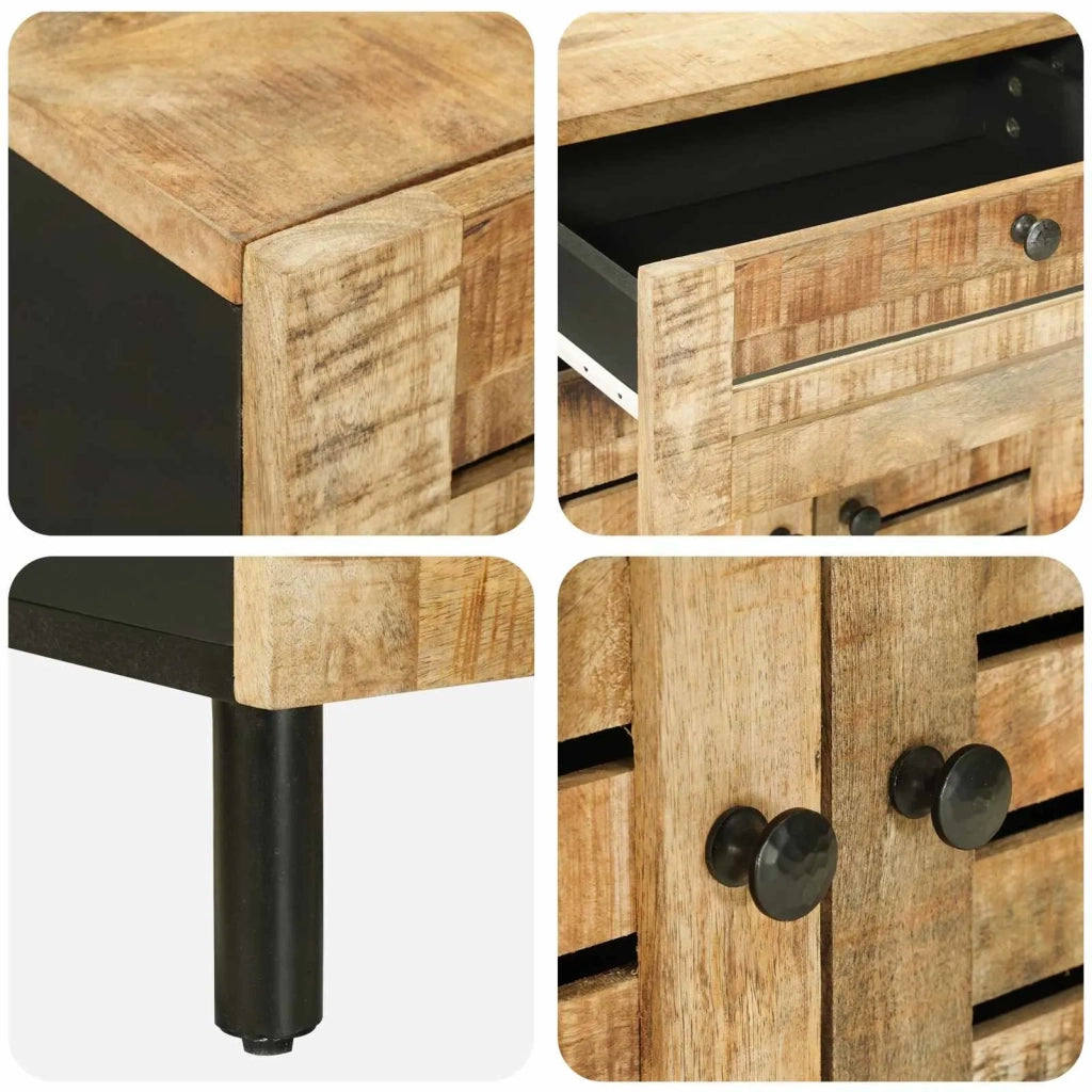 Comodino Naturale 50 x 33 x 60 cm Legno di mango massello 4018855