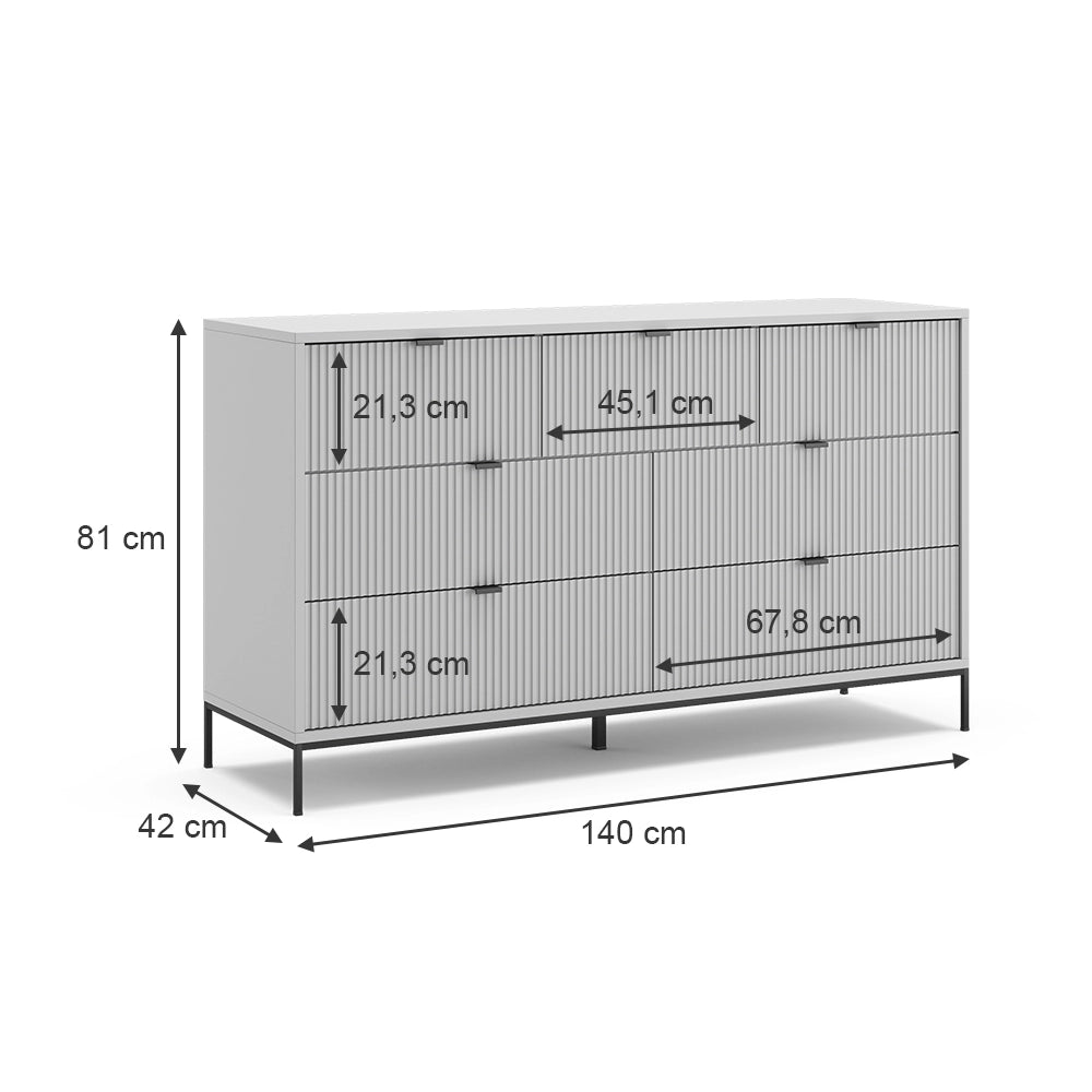 Vicco Cassettiera per camera da letto Grigio 42 x 81 cm