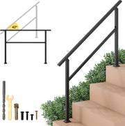 Corrimano per Scala, Corrimano in Metallo per 0-2/3/4 Gradini con Regolazione dell’Angolo, Portata 150 kg, Ringhiera per Terrazzo, Ingresso e Balcone (138 x 92 cm)