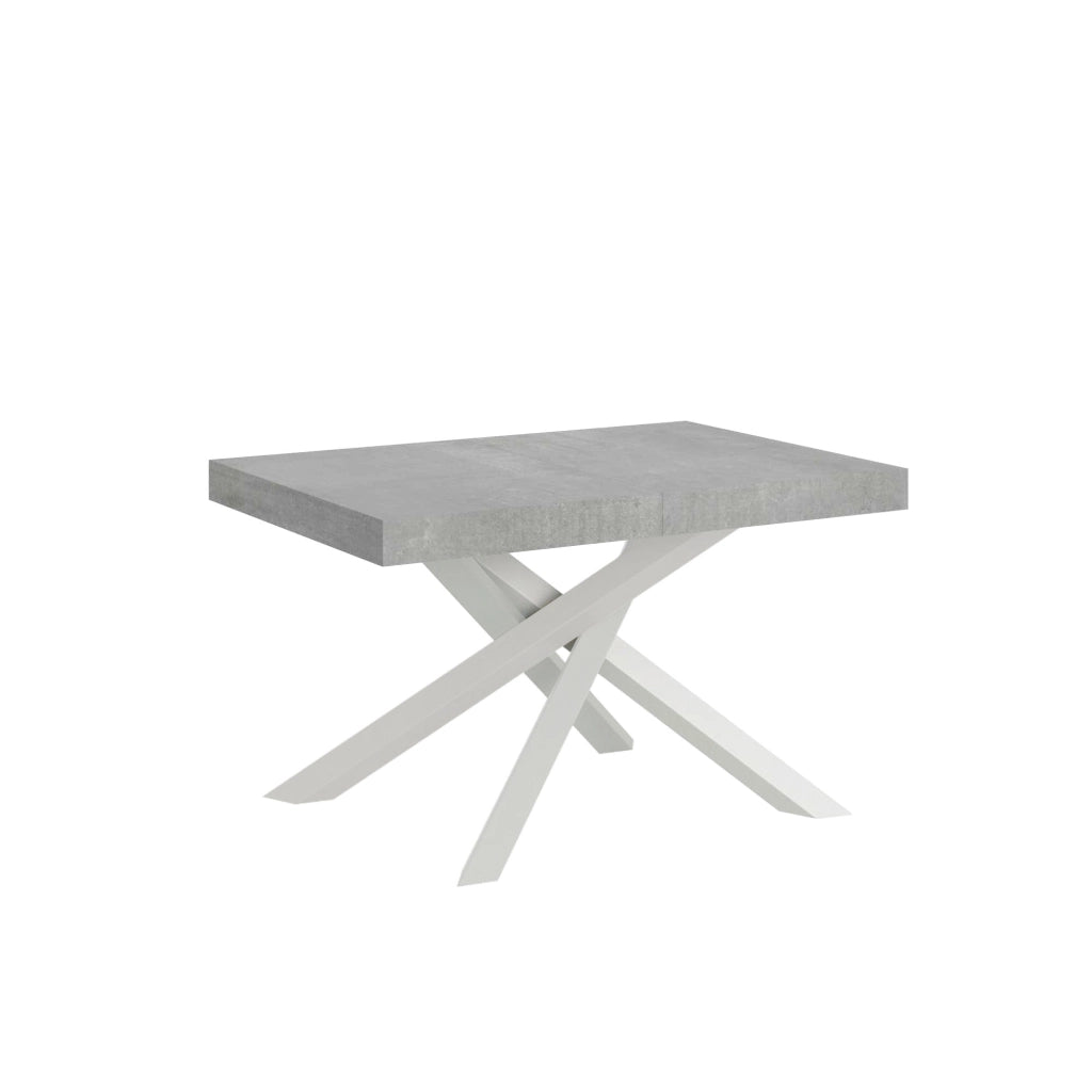 Tavolo allungabile 90x130/390 cm Volta cemento telaio bianco