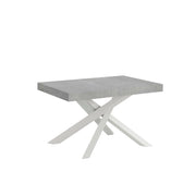 Tavolo allungabile 90x130/390 cm Volta cemento telaio bianco