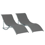 Set 2 Sdraio da Giardino Pieghevoli, Lettino Prendisole in Alluminio e Textilene, 61x165x63 cm