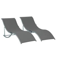 Set 2 Sdraio da Giardino Pieghevoli, Lettino Prendisole in Alluminio e Textilene, 61x165x63 cm