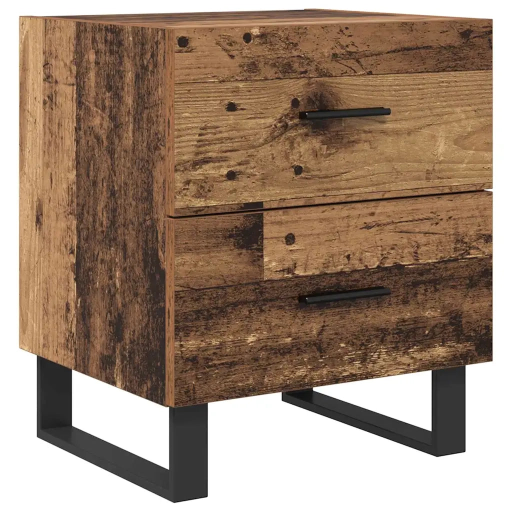 Armadio da Notte 2 pcs Legno Antico e Nero 40 x 35 x 47,5 cm