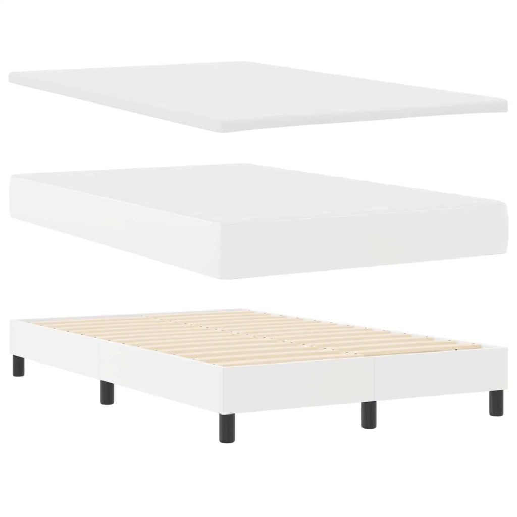 Letto a molle con materasso Bianco 120 x 200 cm Pelle sintetica 3339045