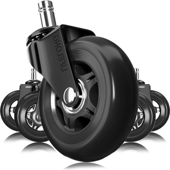 Pneumatici per sedie da ufficio per tutti i pavimenti - Pneumatici sostitutivi per uso domestico e ufficio - Adattamento universale 7/16 "x 7/8" (11 * 22mm) - Nero