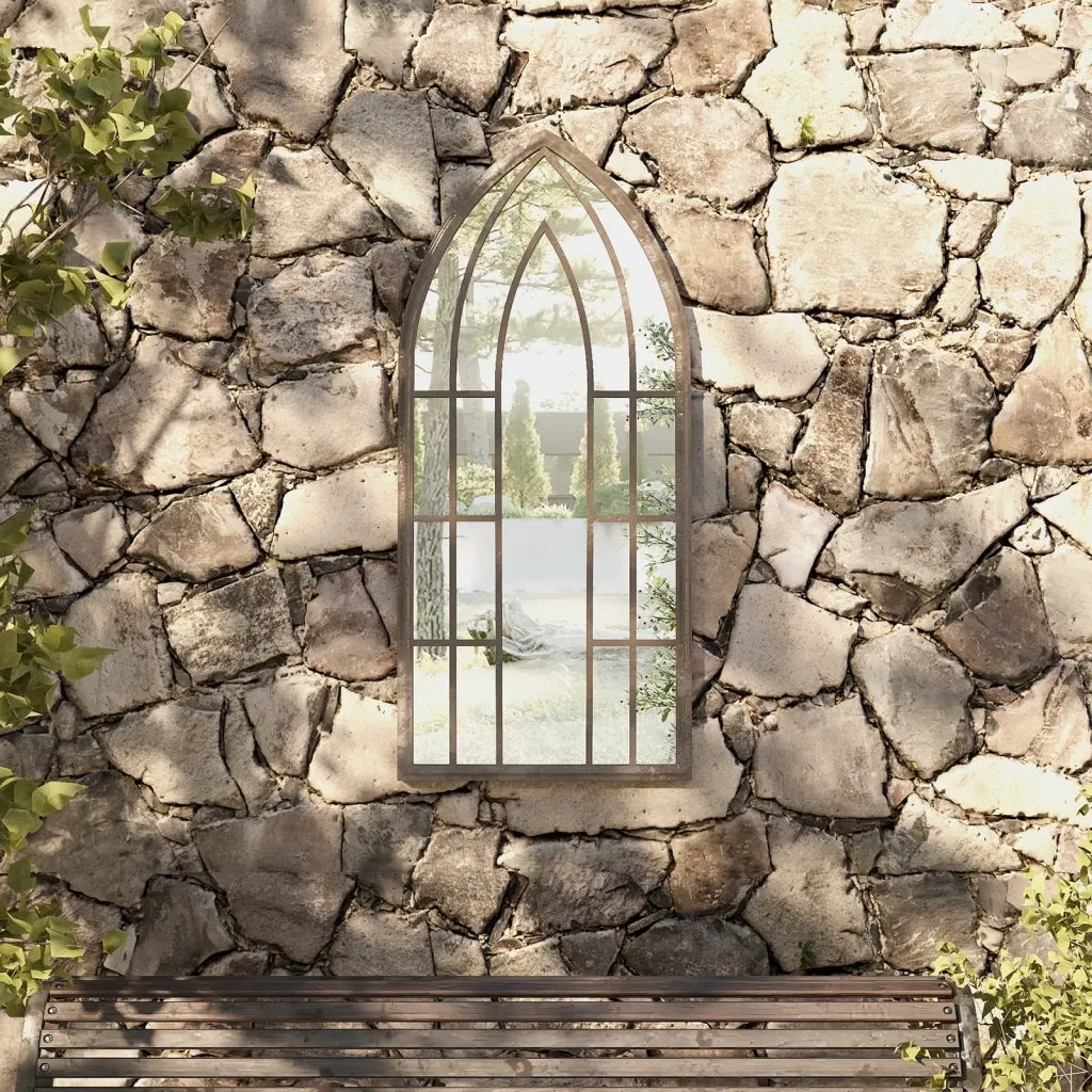 Specchio da Giardino-Specchio Decorativo-Specchio Esterno Sabbia 100x45 cm in Ferro per Uso Esterno 675636