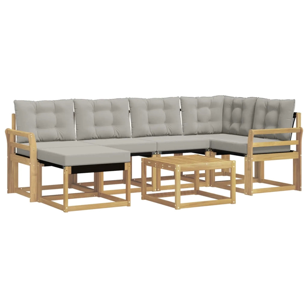 Set di divani da esterno 7 pcs Bianco e Grigio Chiaro
