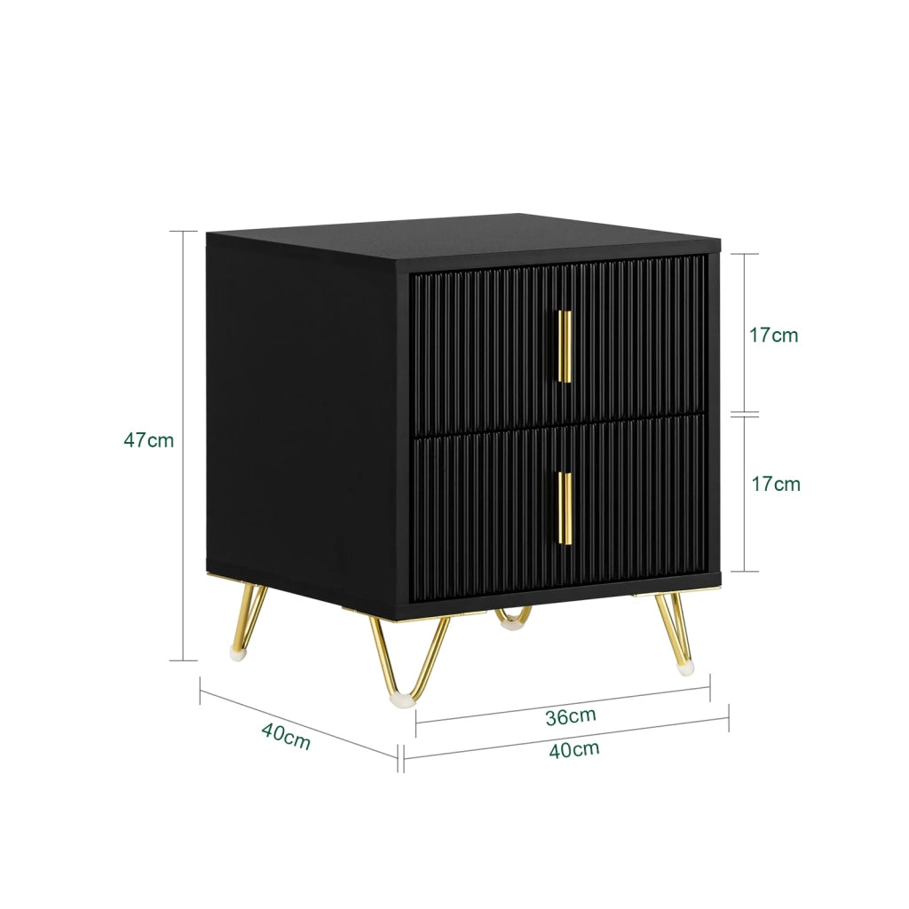 Comodini letto con cassetti Tavolino da salotto o soggiorno Tavolino telefono 40x40cm Nero 2 cassetti FBT115-SCH