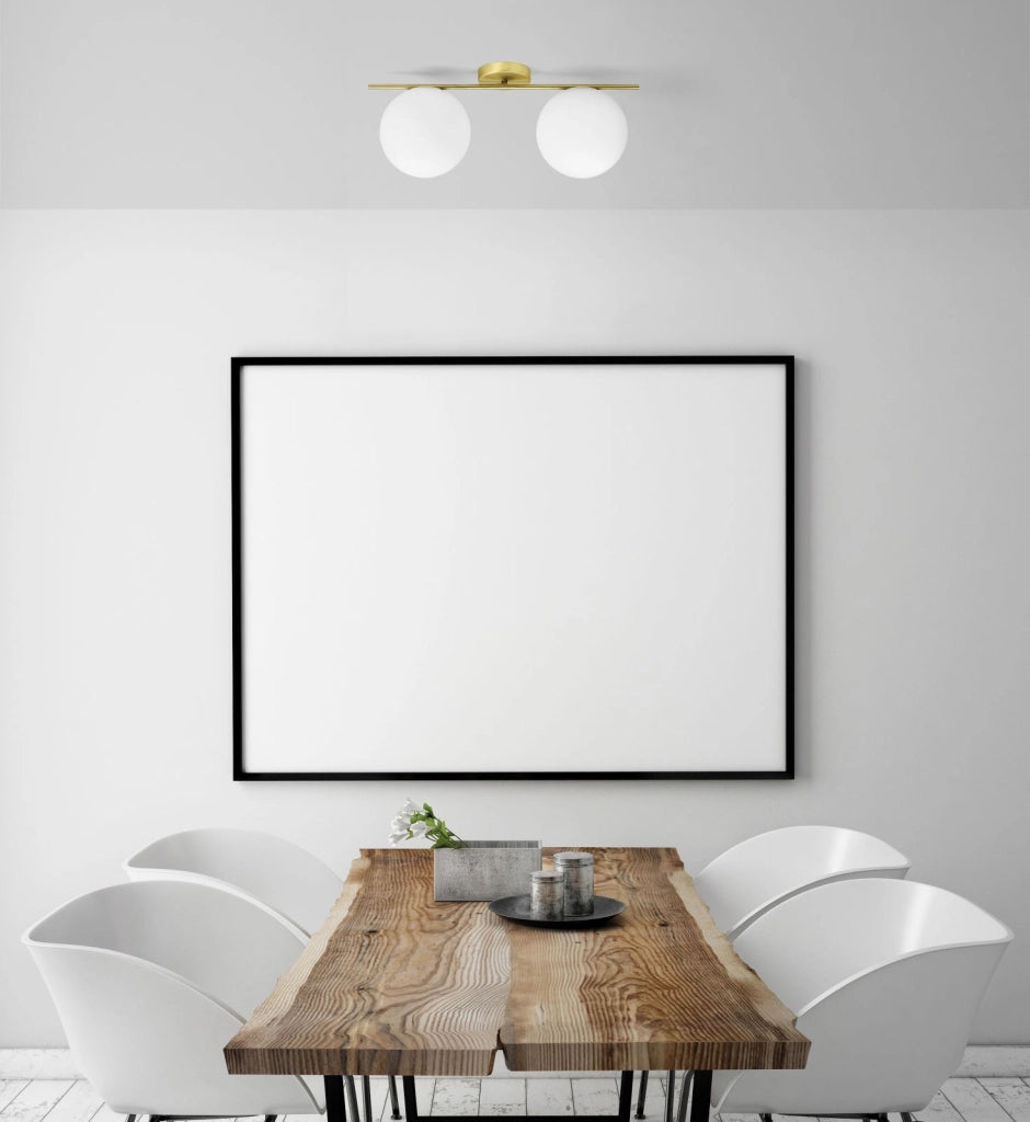 JUGEN LAMPADARIO DA SOFFITTO 2 LUCI ORO SPAZZOLATO E BIANCO ATTACCO E27 L.55CM