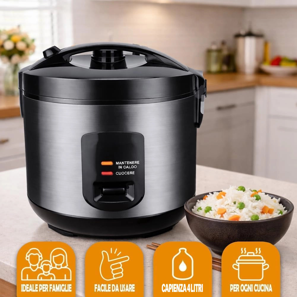 Cuociriso Elettrico Compatto 1.8L con Cottura Automatica Sana e Veloce 700W