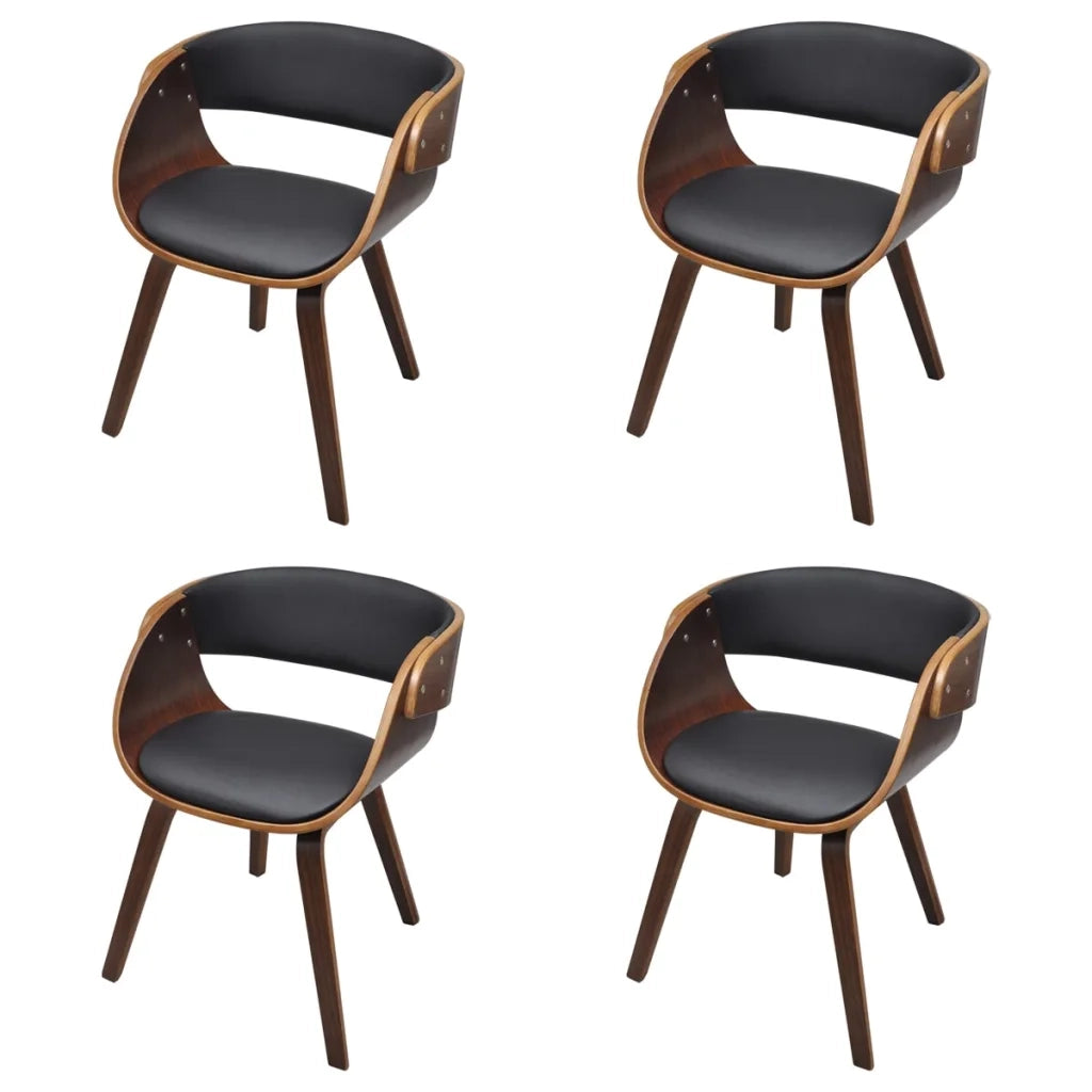 Sedie da Pranzo 4 pz Marroni in Legno Curvo e Similpelle 270044