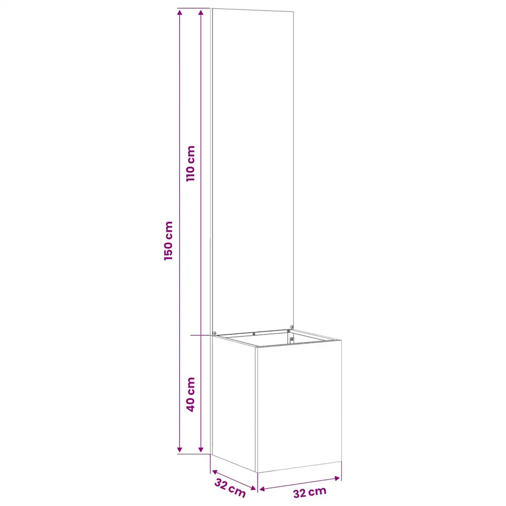 vidaXL Vaso da Giardino con Pannello Decorativo Argento 32 x 140 cm