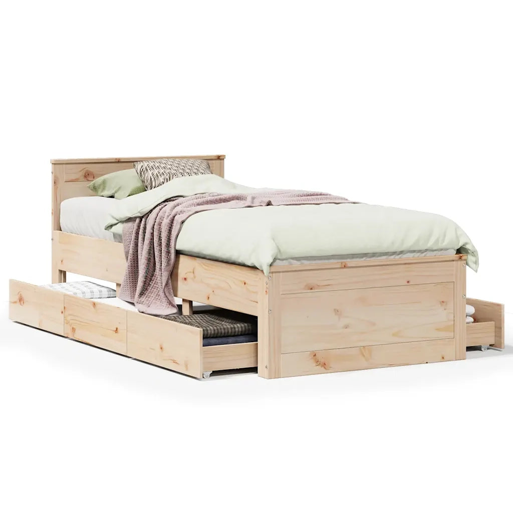 vidaXL Giroletto senza Materasso con Testiera 90x190 cm Massello Pino