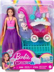 Barbie - Bambola Barbie Skipper Set Dreamtopia, playset con bambola Skipper, due agnellini, un passeggino a forma di car