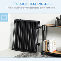 Recinto per Cani Gatti Pieghevole 482,5x2x76 cm 8 Sezioni in Acciaio Nero