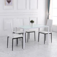 Set 4 Sedie Imbottite per Soggiorno o Sala da Pranzo, Sedie da Cucina Moderne, in Metallo e Tessuto Bianco