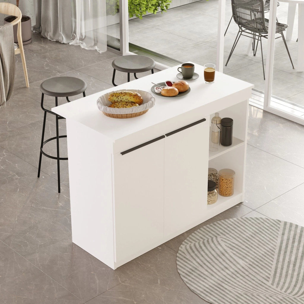 Mobile Dispensa Corsico, Isola da Cucina 2 Ripiani, 120x60x88h cm Bianco