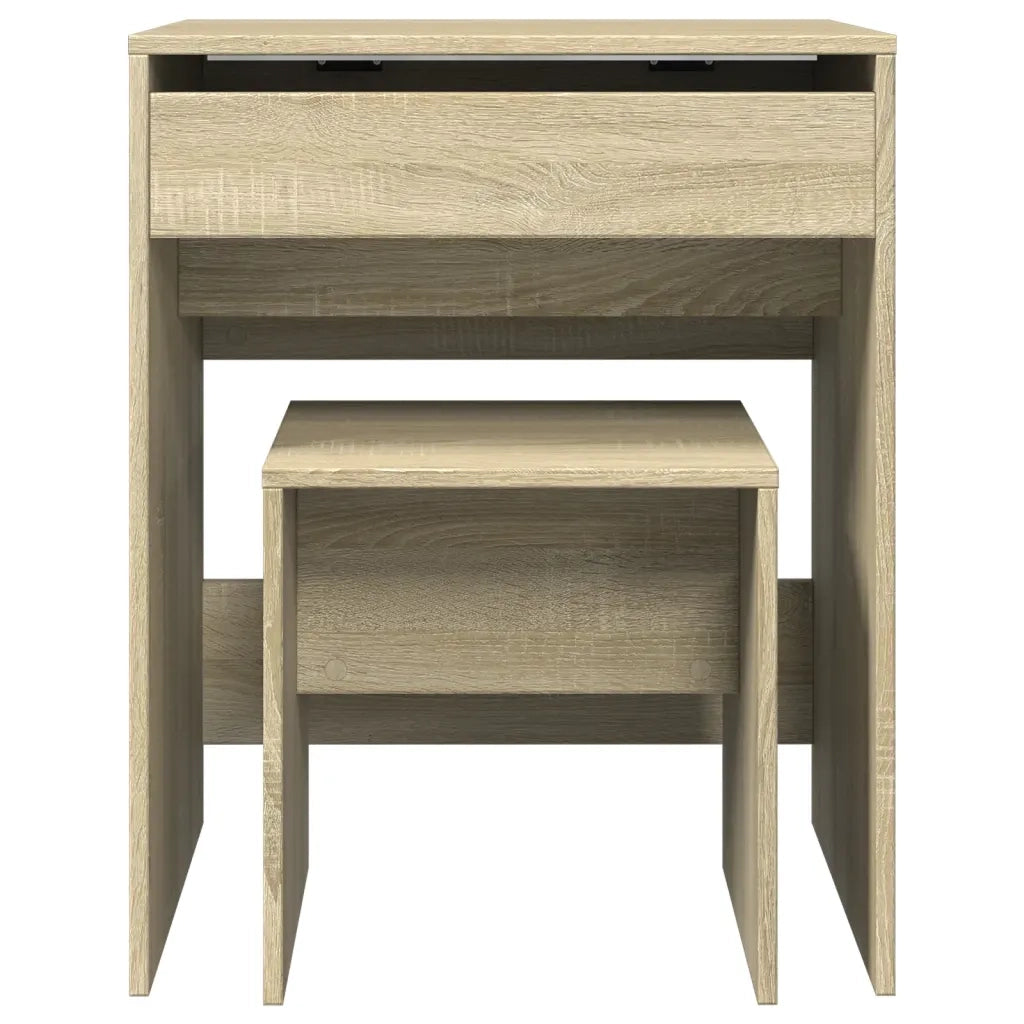 Toeletta | Tavolo da Trucco e Sgabello Rovere Sonoma 60x40x113,5 cm