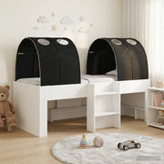 Letto con Tunnel 4 pcs Bianco e Nero Legno ingegnerizzato 3423526