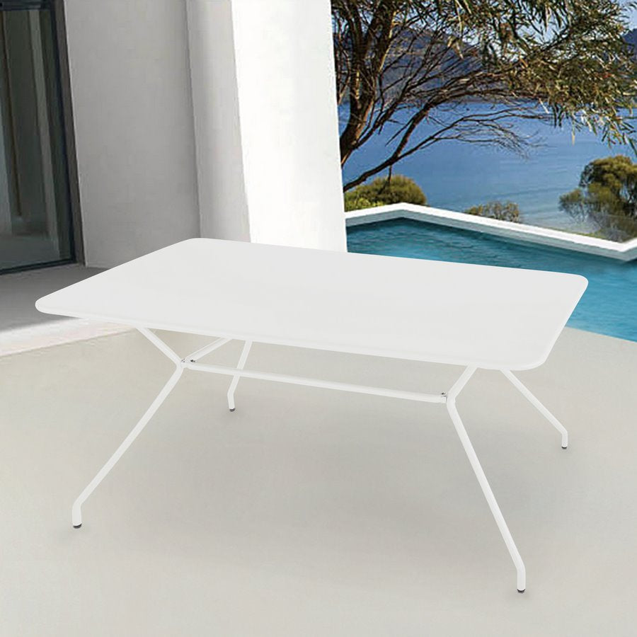 Tavolo da Giardino 150x80x75h cm in metallo Cara Bianco