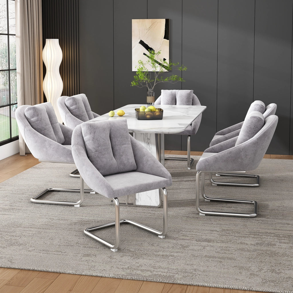 Set di 2 sedie girevoli in velluto grigio con struttura in metallo, design ergonomico per casa e ufficio