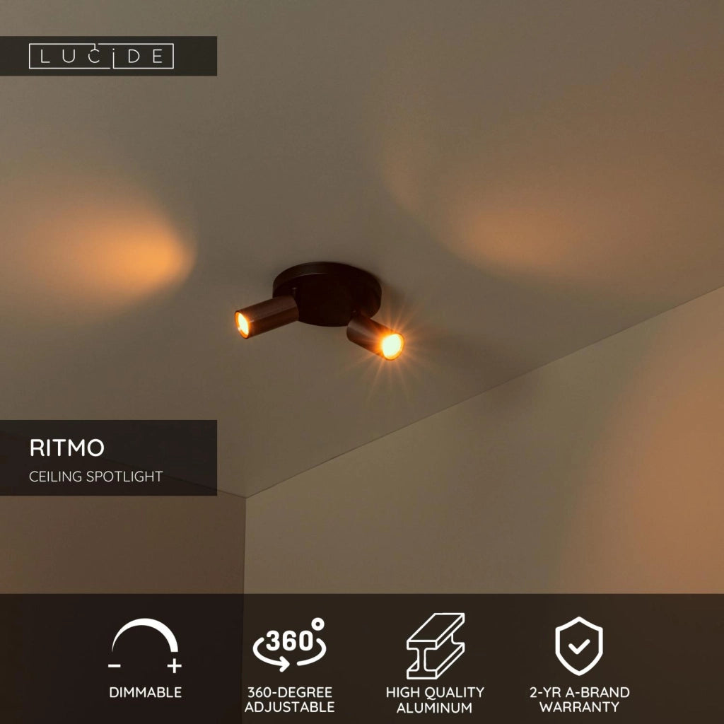 Faretto da soffitto Ritmo 2x MR11 bronzo/nero Lucide