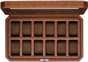 Cassa orologio in pelle per uomo - Organizzatore di display per orologi, scatole di conservazione con coperchio in vetro grande (nero/grigio)